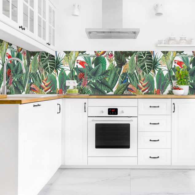 Küchenrückwand Muster Bunter tropischer Regenwald Muster II
