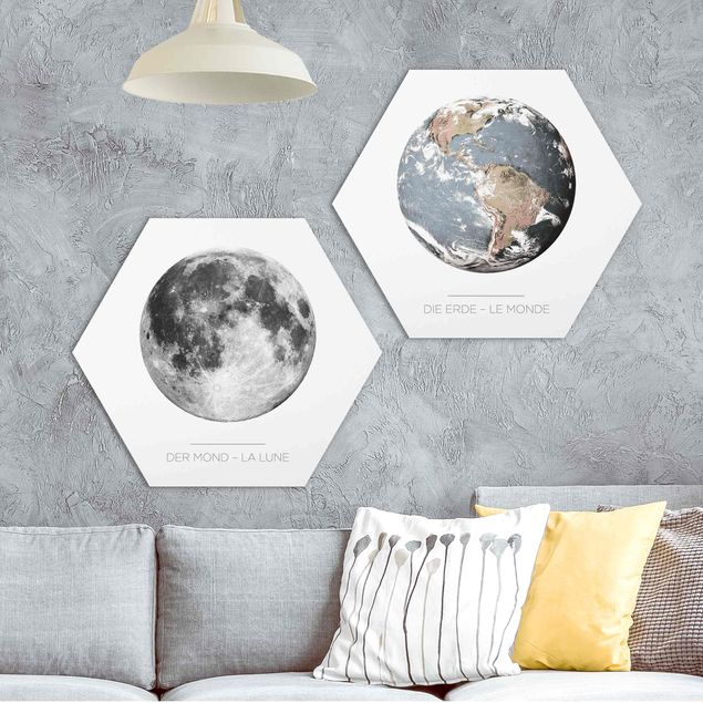 Bilder für die Wand Mond und Erde