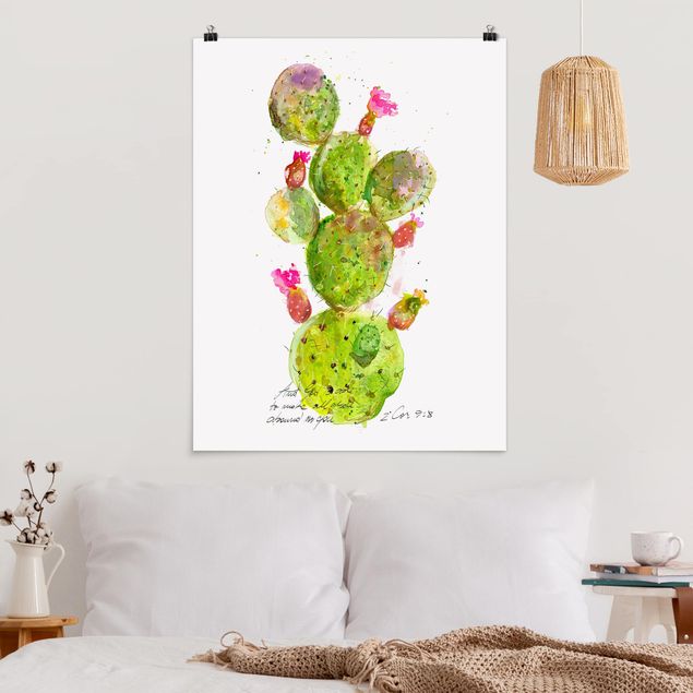 Poster Kunstdruck Kaktus mit Bibelvers III