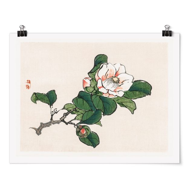 Schöne Wandbilder Asiatische Vintage Zeichnung Apfelblüte