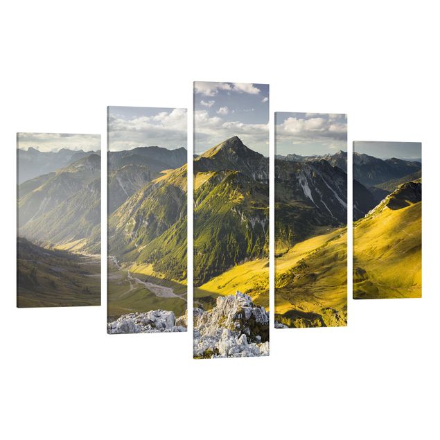 Moderne Leinwandbilder Wohnzimmer Berge und Tal der Lechtaler Alpen in Tirol