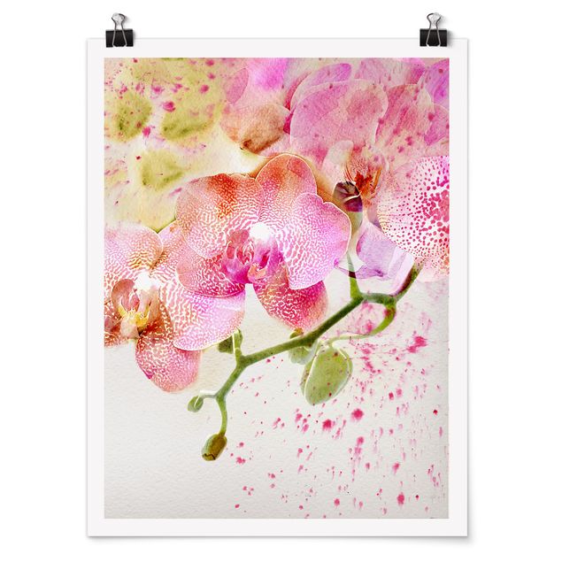Bilder für die Wand Aquarell Blumen Orchideen