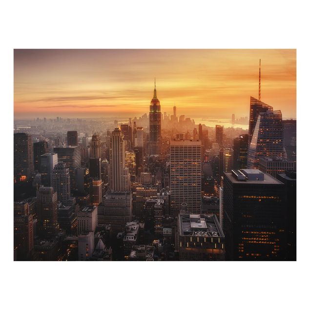 Glas Spritzschutz - Manhattan Skyline Abendstimmung - Querformat - 4:3