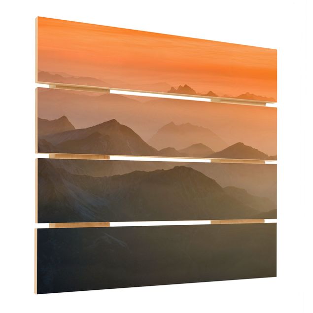 Holzbild - Blick von der Zugspitze - Quadrat 1:1