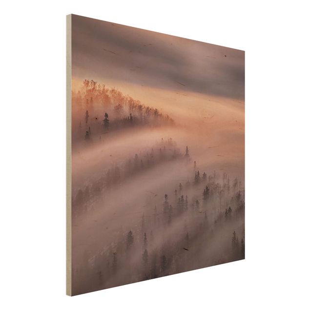 Moderne Holzbilder Nebelflut