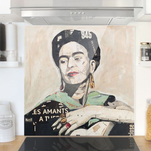 Spritzschutz Glas magnetisch Frida Kahlo - Collage No.4