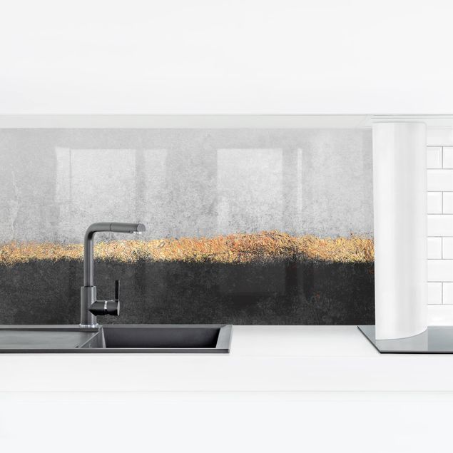 Küchenrückwand Muster Abstrakter Goldener Horizont Schwarz Weiß