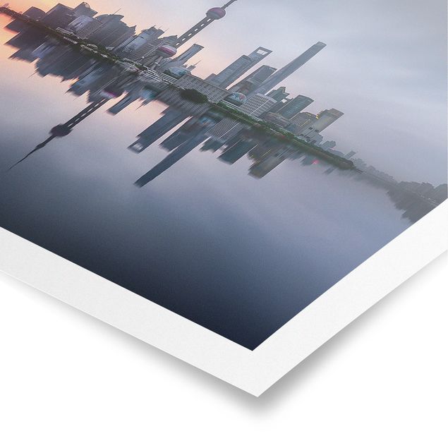 Poster - Shanghai Skyline Morgenstimmung - Querformat 3:4