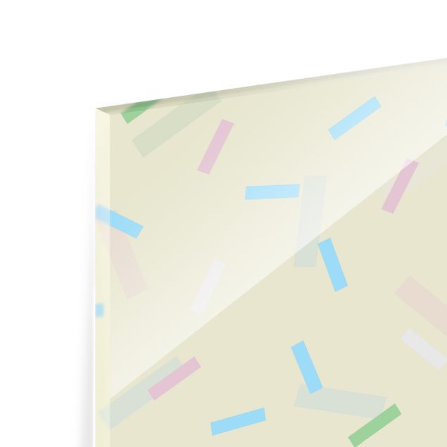 Spritzschutz Glas - Buntes Konfetti aus Pastellstreifen - Quadrat 1:1