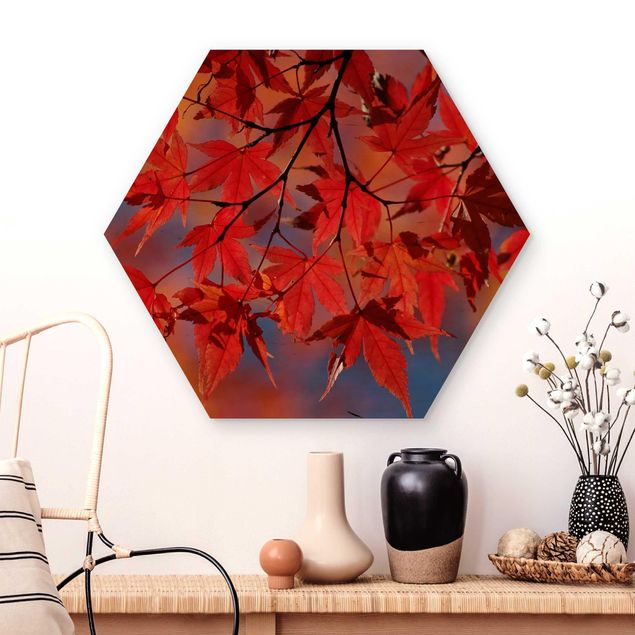 Holzbild Blumen Red Maple