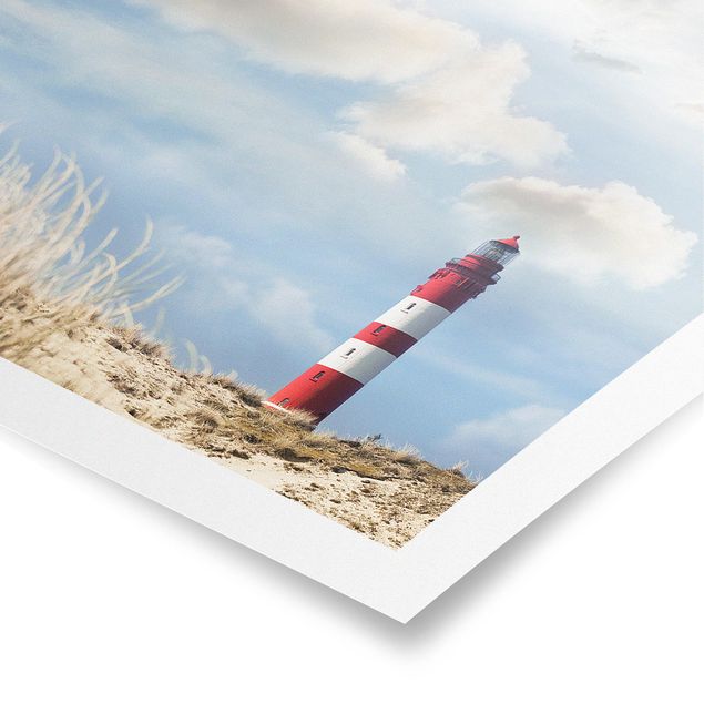 Poster - Leuchtturm in den Dünen - Quadrat 1:1