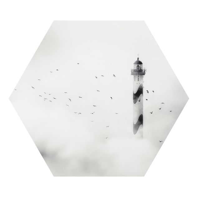 Hexagon Bild Forex - Leuchtturm im Nebel