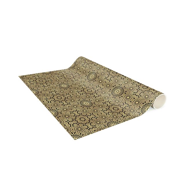 Vinyl Teppich Fliesenoptik Orientalisches Muster mit goldenen Sternen