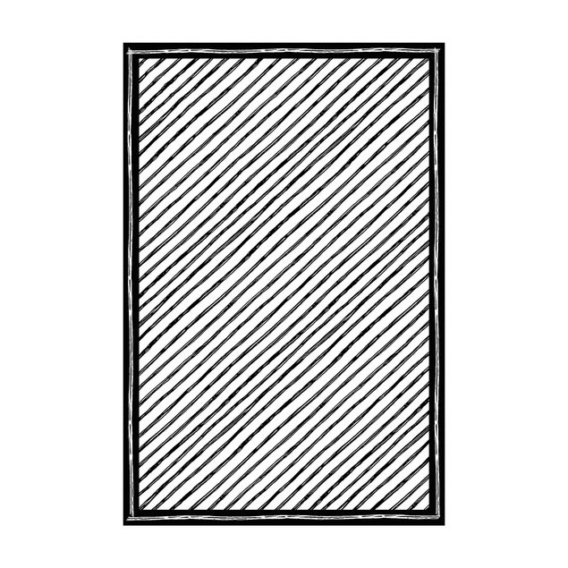 Schwarz-weißer Teppich Schwarze Tusche Linienmuster mit Rahmen