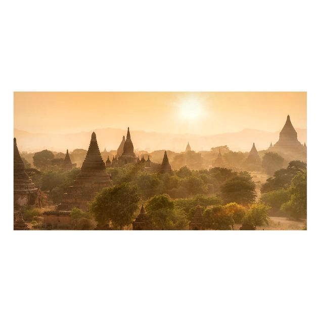 Magnettafel - Sonnenuntergang über Bagan - Panorama Querformat