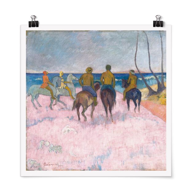 Poster - Paul Gauguin - Reiter am Strand - Quadrat 1:1
