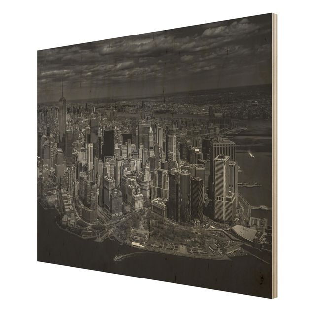 Bilder auf Holz New York - Manhattan aus der Luft