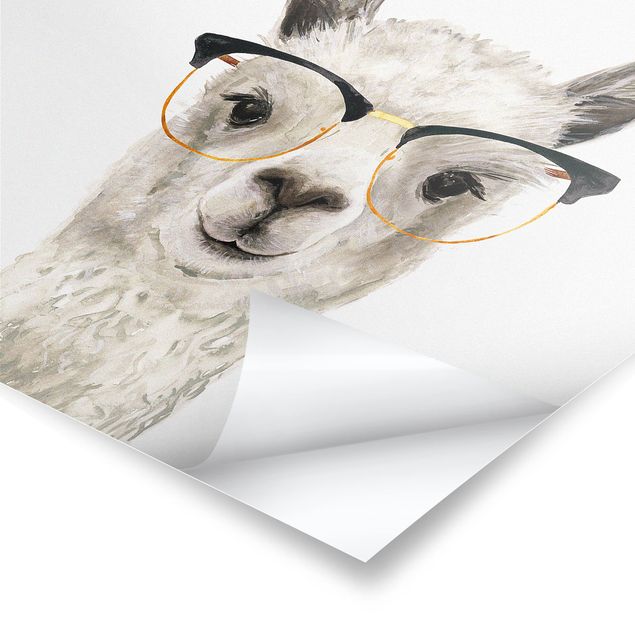 Poster - Hippes Lama mit Brille I - Quadrat 1:1