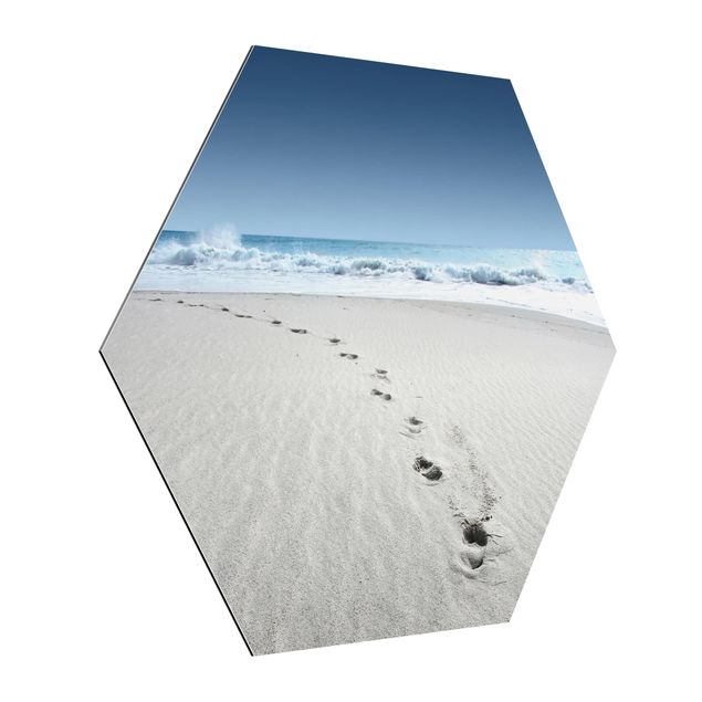 Hexagon Bild Alu-Dibond - Spuren im Sand