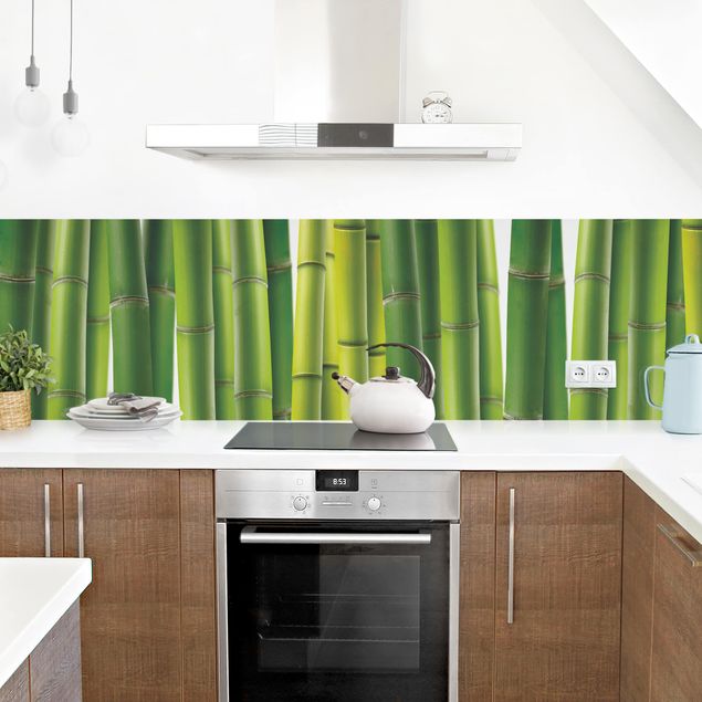 Küchenrückwand Glas Landschaft Bambuspflanzen I