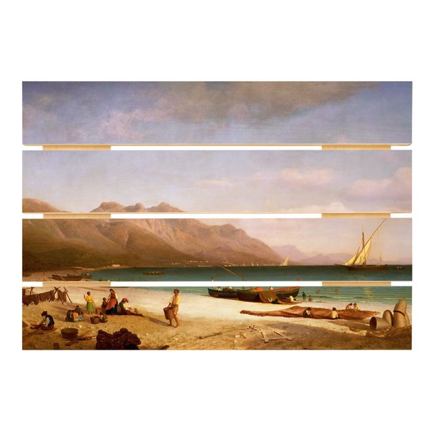Moderne Holzbilder Albert Bierstadt - Der Golf von Salerno