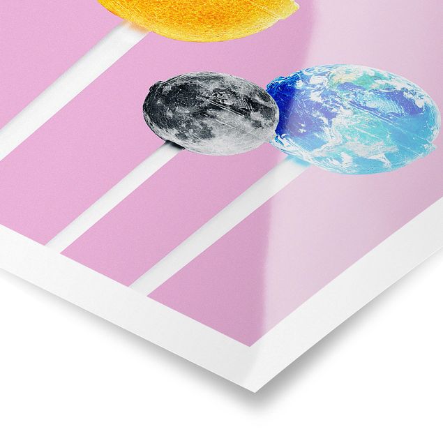 Poster - Jonas Loose - Lollipops mit Planeten - Hochformat 3:2