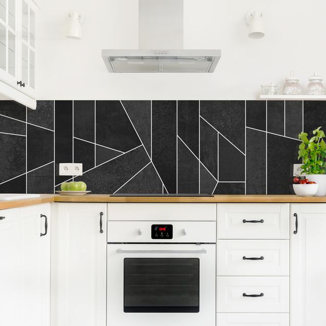 Küchenrückwand abstrakt Schwarz Weiß Geometrie Aquarell