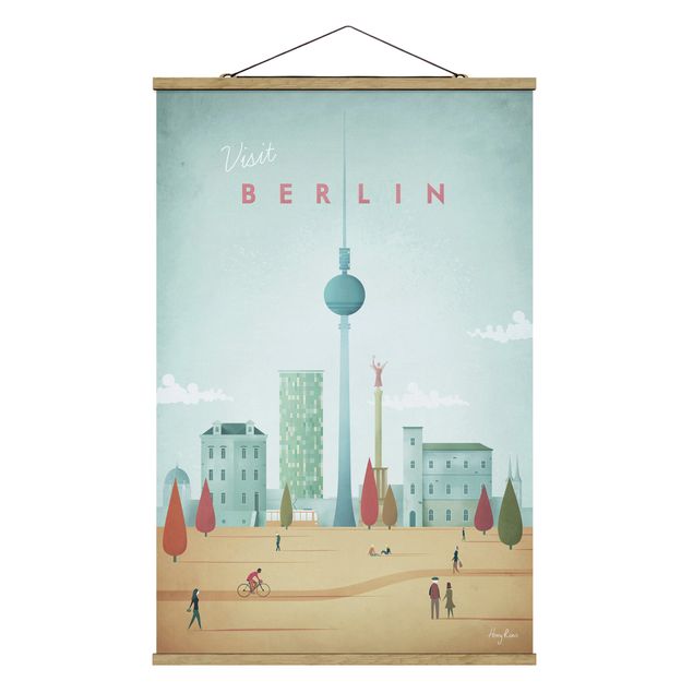 Stoffbild mit Posterleisten - Reiseposter - Berlin - Hochformat 2:3