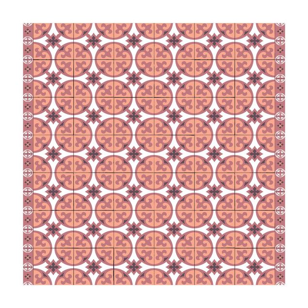 Moderner Teppich Geometrischer Fliesenmix Kreise Orange