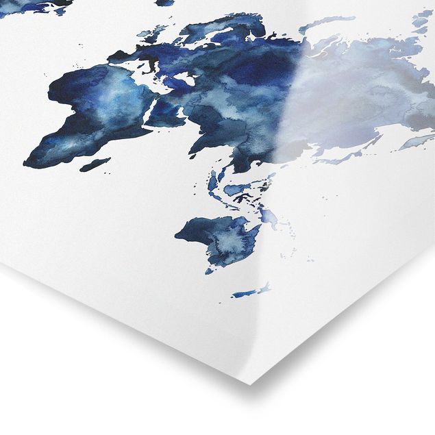 Poster - Wasser-Weltkarte hell - Querformat 2:3