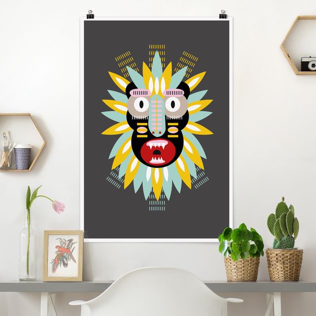 Poster Illustration Collage Ethno Maske - King Kong