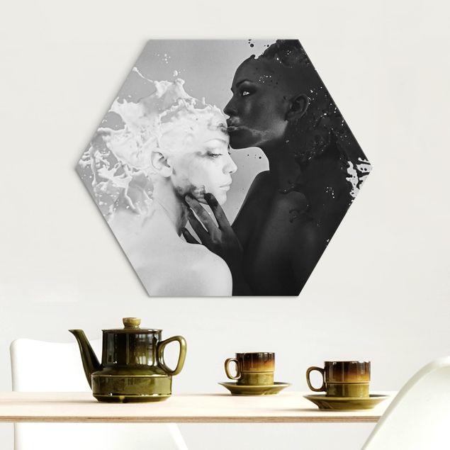 Wandbilder Milch & Kaffee Kuss schwarz weiß