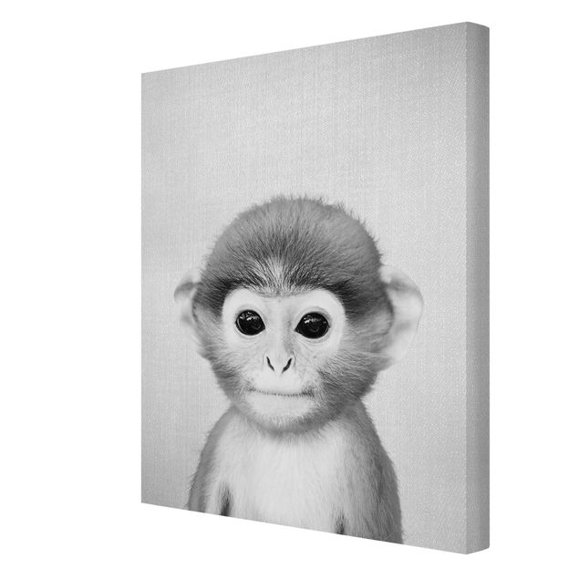 Moderne Leinwandbilder Wohnzimmer Baby Affe Anton Schwarz Weiß