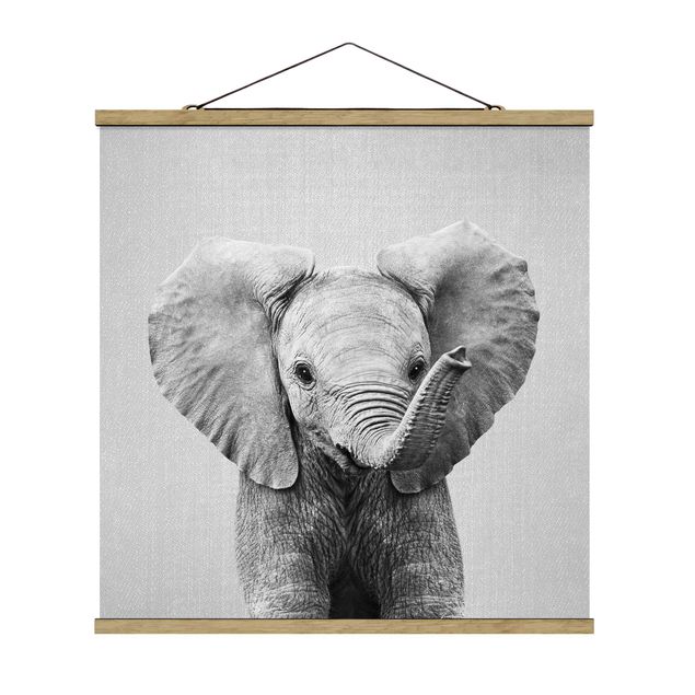 Poster Tiere Baby Elefant Elsa Schwarz Weiß