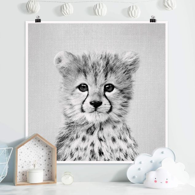 Wandbilder Tiere Baby Gepard Gino Schwarz Weiß