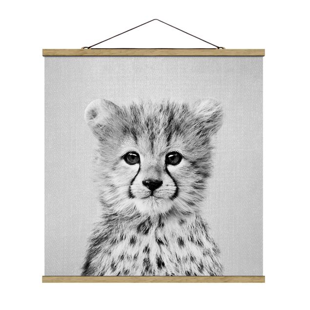 Tiere Poster Baby Gepard Gino Schwarz Weiß