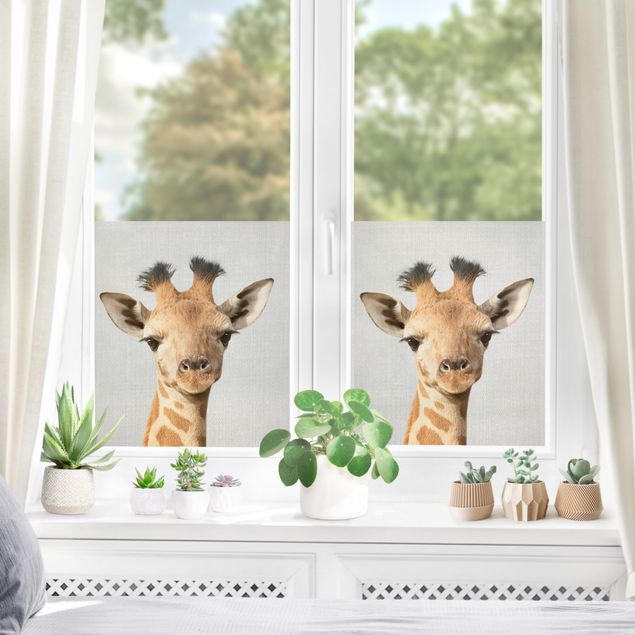 XXL Fensterbilder Baby Giraffe Gandalf