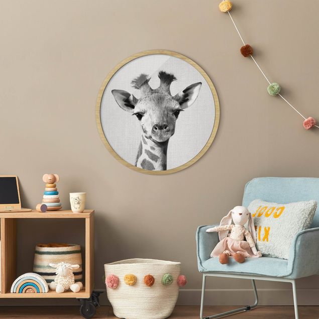 Wandbilder Tiere Baby Giraffe Gandalf Schwarz Weiß