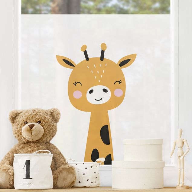 Fensterfolie Farbig Baby Giraffe
