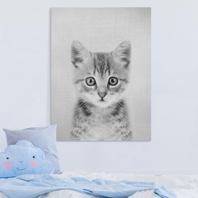 Wandbilder XXL Baby Katze Killi Schwarz Weiß