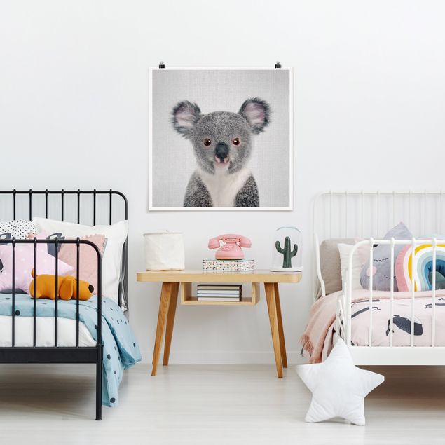 Poster Schwarz-Weiß Baby Koala Klara