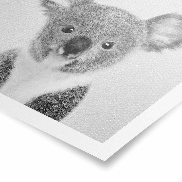 Schöne Wandbilder Baby Koala Klara Schwarz Weiß