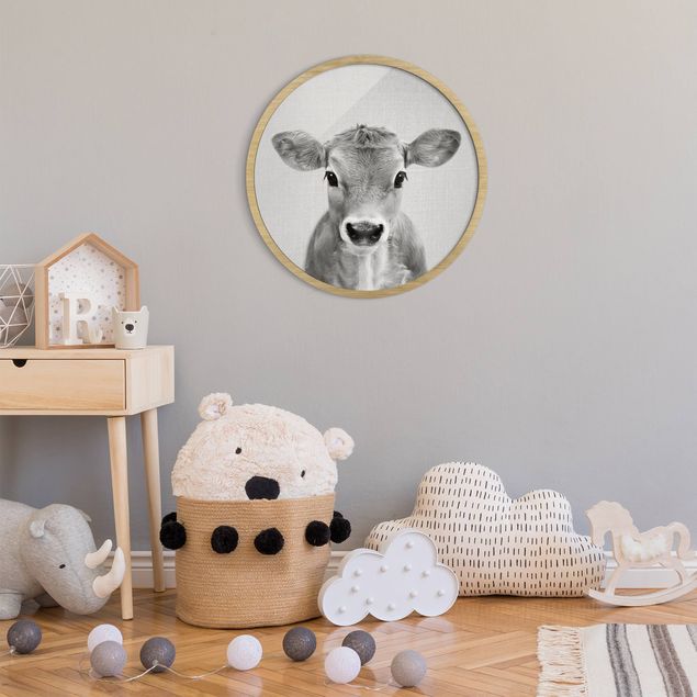 Wandbilder Tiere Baby Kuh Kira Schwarz Weiß