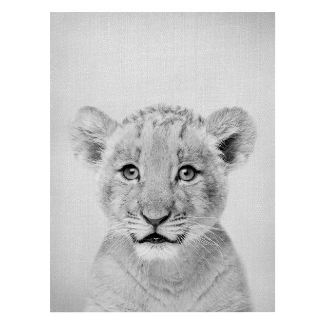 Tierbilder auf Leinwand Baby Löwe Luca Schwarz Weiß