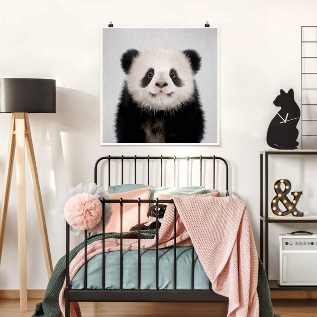 Schwarz-Weiß Poster Baby Panda Prian
