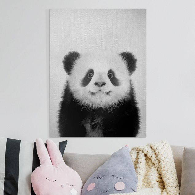 Leinwand Bilder XXL Baby Panda Prian Schwarz Weiß