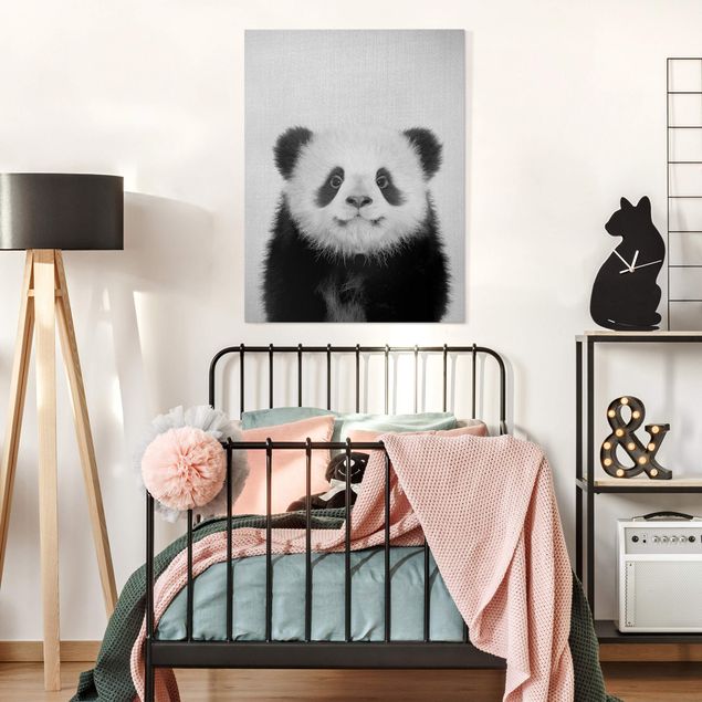 Leinwand Schwarz-Weiß Baby Panda Prian Schwarz Weiß