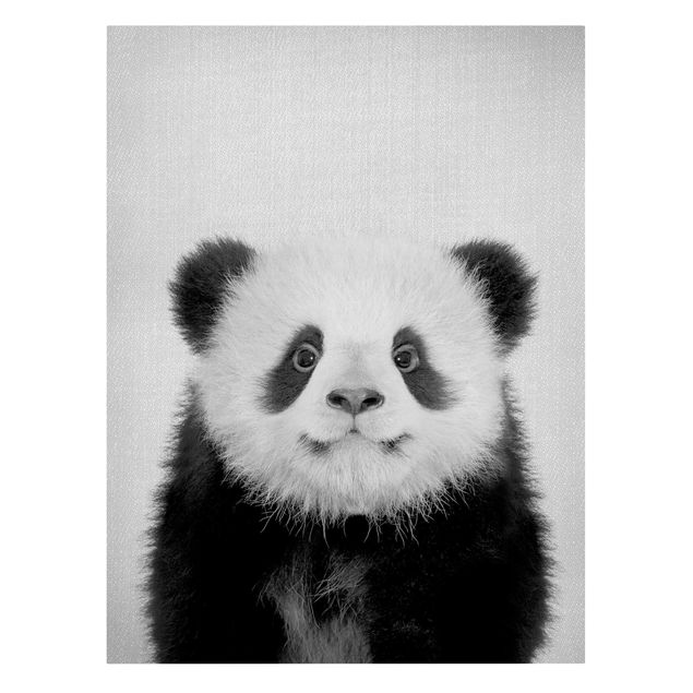 Moderne Leinwandbilder Wohnzimmer Baby Panda Prian Schwarz Weiß