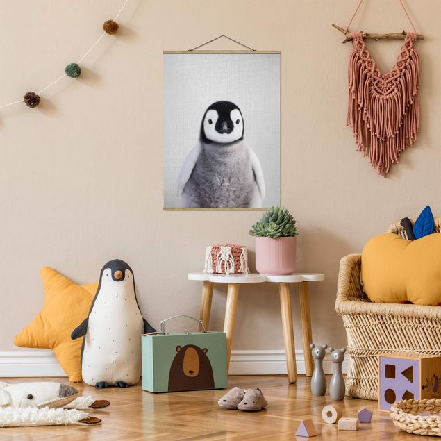 Stoffbilder mit Holzleisten Baby Pinguin Pepe