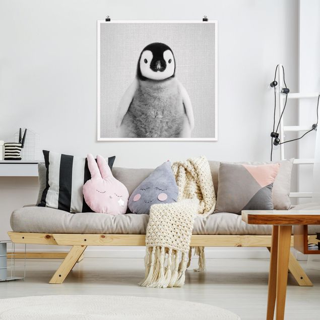 Poster Kinderzimmer Tiere Baby Pinguin Pepe Schwarz Weiß